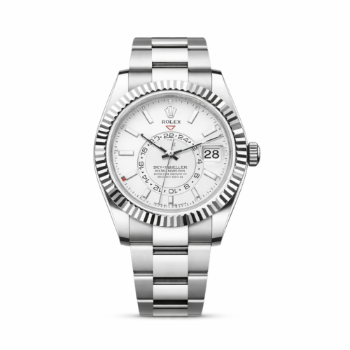 Rolex Sky Dweller Silver Chain Silver Bezel White Dial