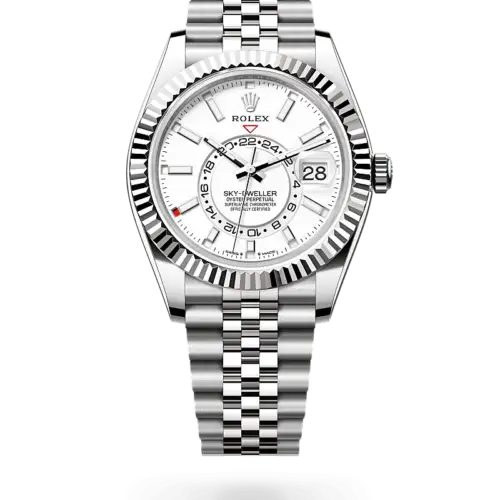 Rolex Sky Dweller Silver Jubilee Chain Silver Bezel White Dial