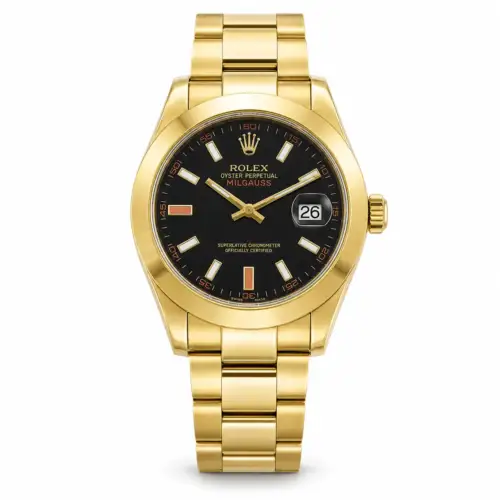 Rolex Milgaus Golden Chain Golden Bezel Black Dial